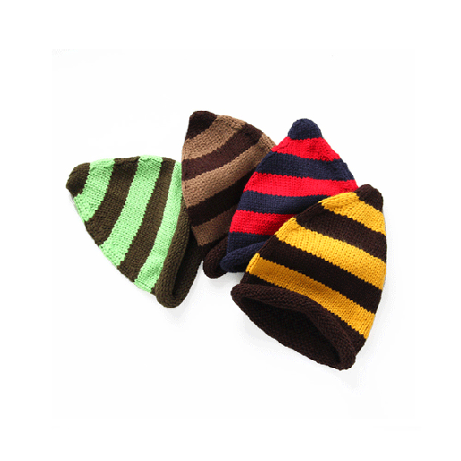 Two Tone Knitted Striped Sharp Beanie 