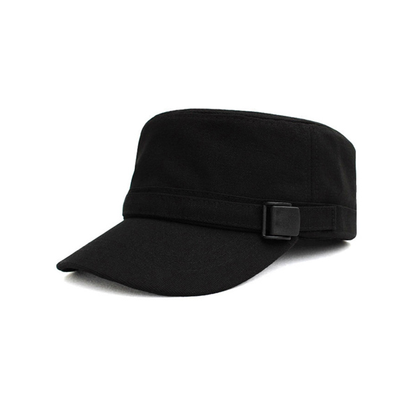 Black Canvas Military Cap