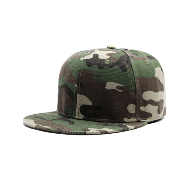 Flat Bill Fitted Camo Snapback Hat