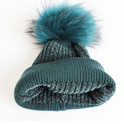 Chenille Beanies for Women with Detachable Large Fur Pom Pom 